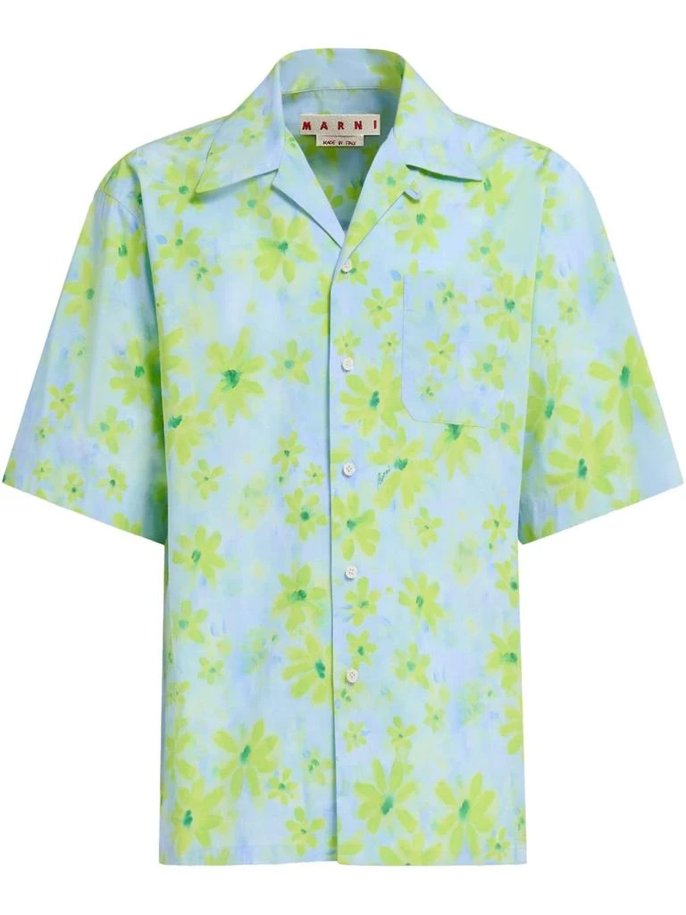 Marni Green Cotton Poplin Bowling Shirt 1