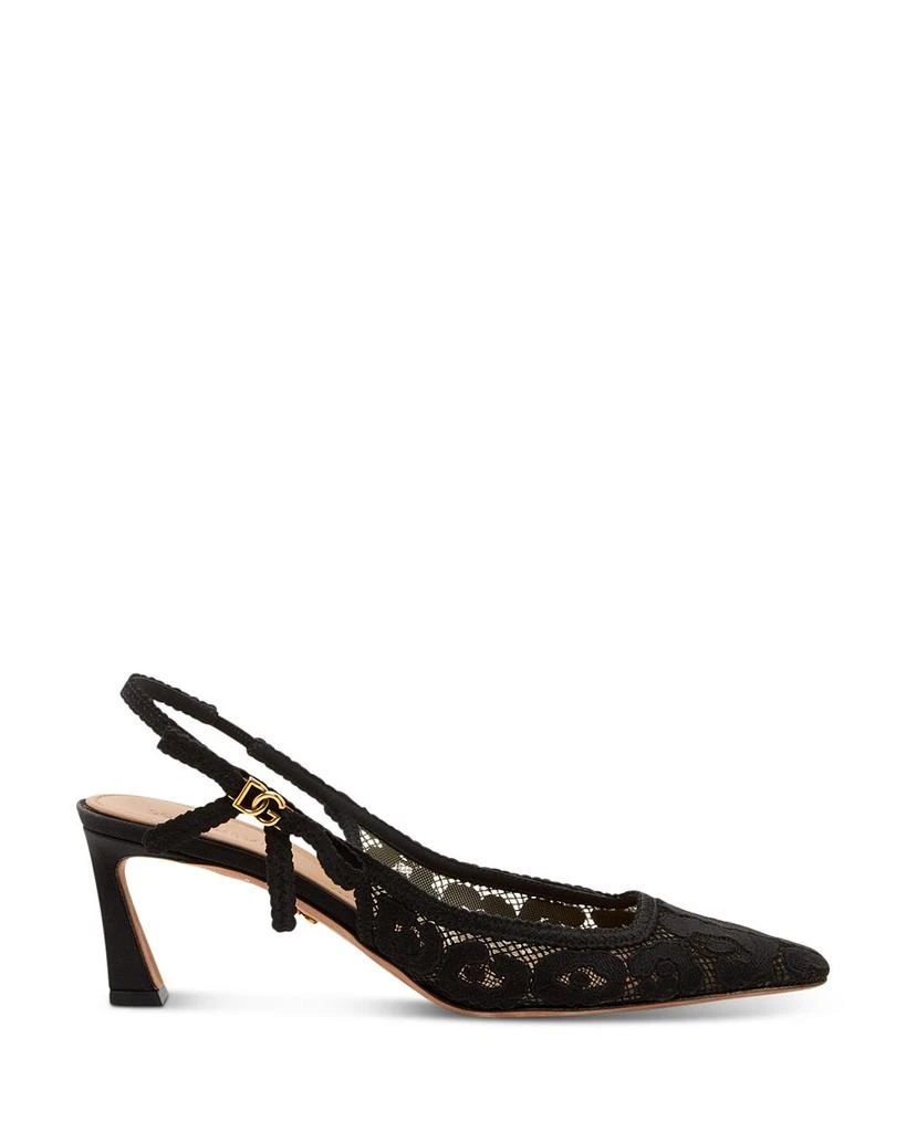 Dolce & Gabbana Women's Pointed Toe Lace Style High Heel Slingback Pumps 3