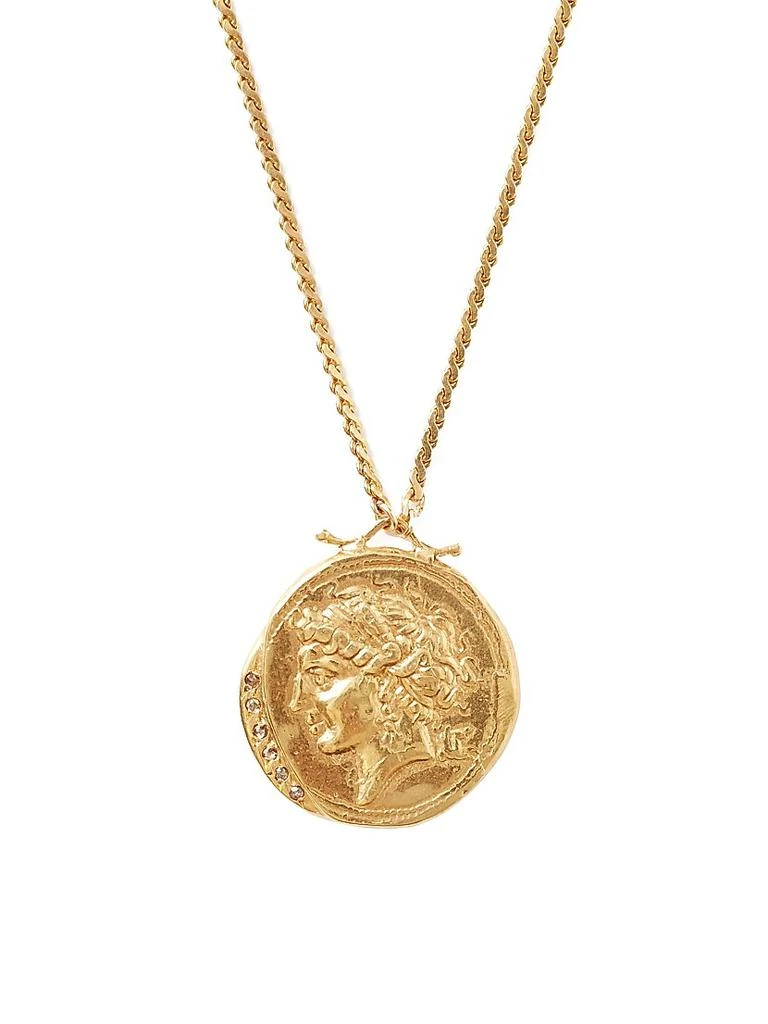 Chan Luu 18K-Gold-Plated &amp; Champagne Diamonds Coin Necklace 2