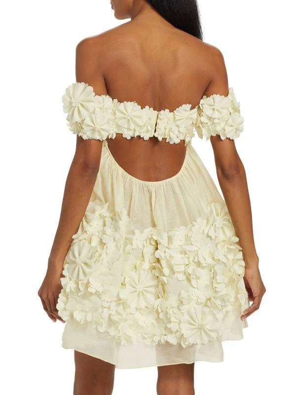 Zimmermann Harmony Floral Appliqué Off-the-Shoulder Minidress 2