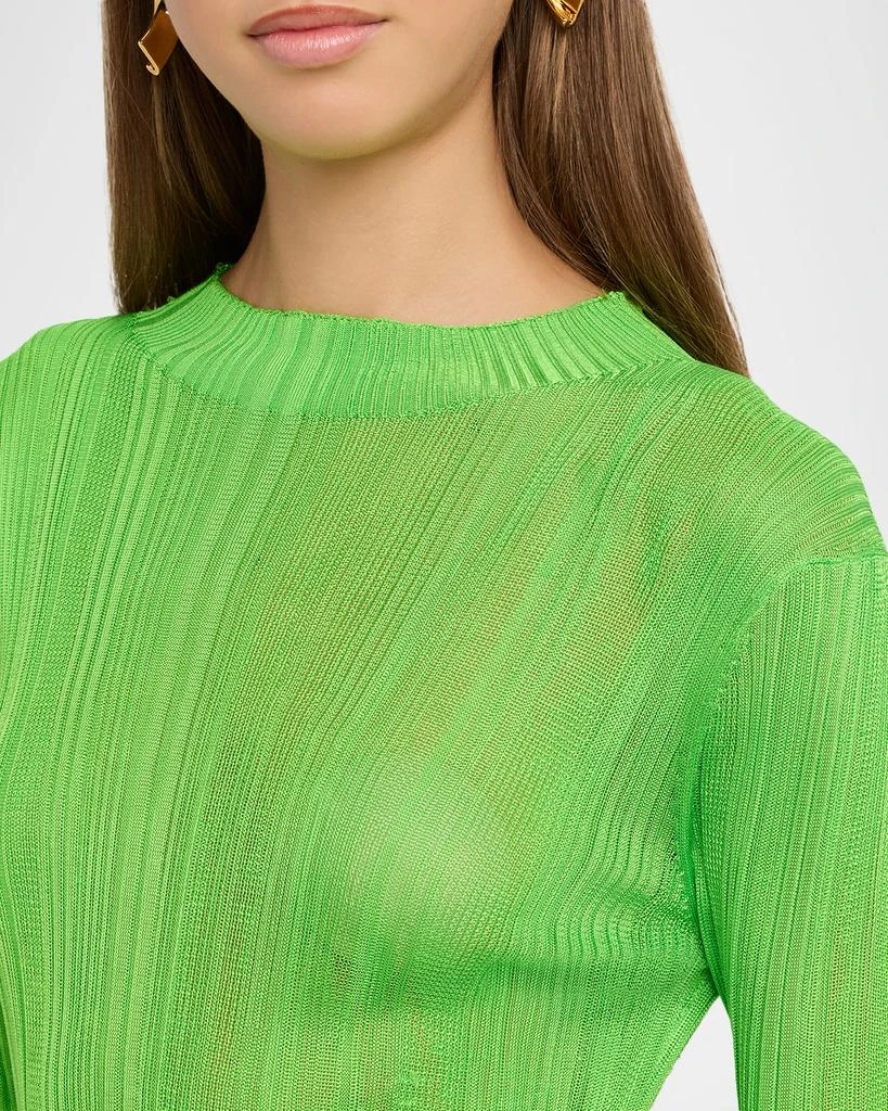Gabriela Hearst Aveda Mock-Neck Silk Plisse Knit Sweater 5