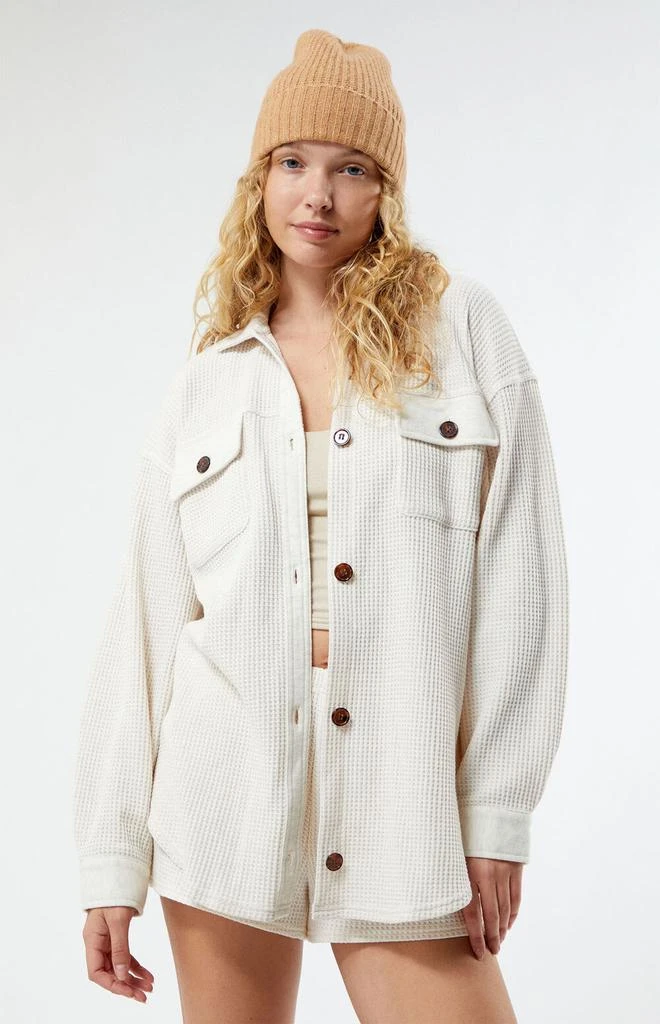 PacSun Waffle Boyfriend Button Up Lounge Shacket 1