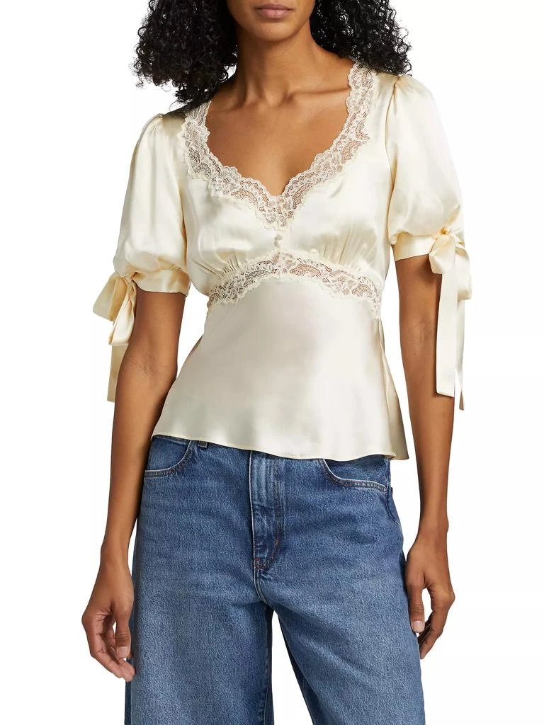 Reformation Dolly Lace-Trimmed Silk Blouse 3