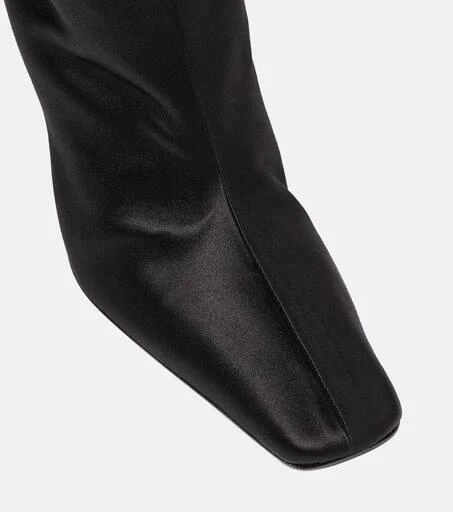 Magda Butrym Faux fur-trimmed satin ankle boots 6