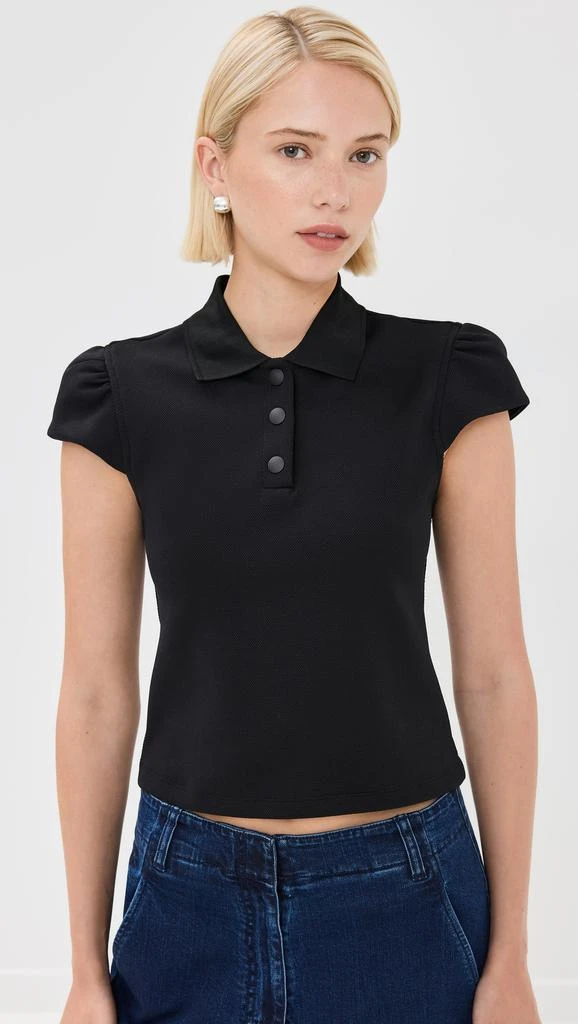 Tibi Luxe Pique Shrunken Polo Shirt 6