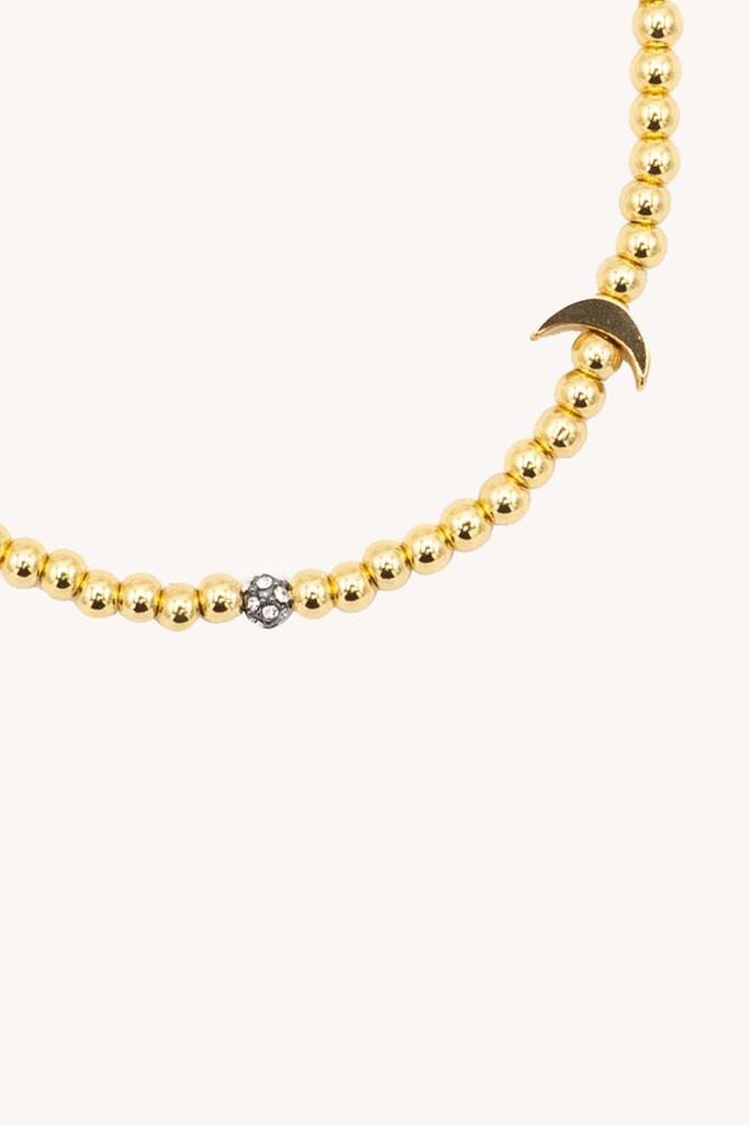 Rebecca Minkoff Metal Bead Stretch Bracelet With Crescent Moon