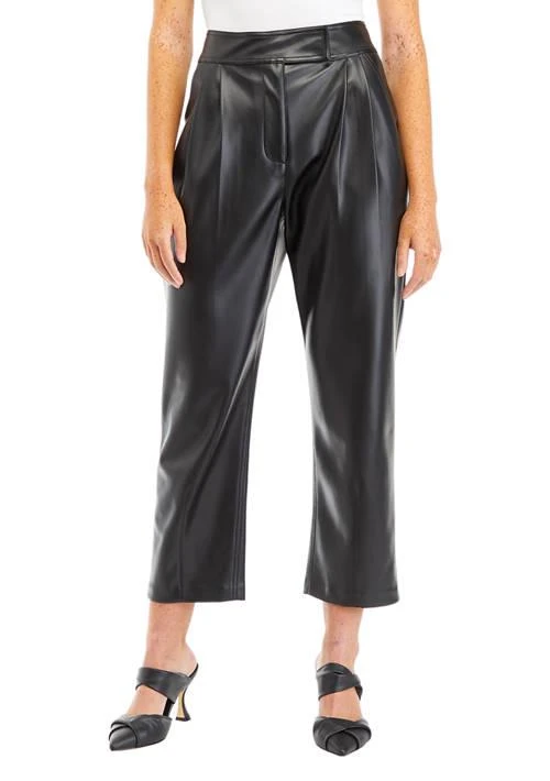 English Factory Factory Womens Faux Leather Pleated Trouser Pants 1