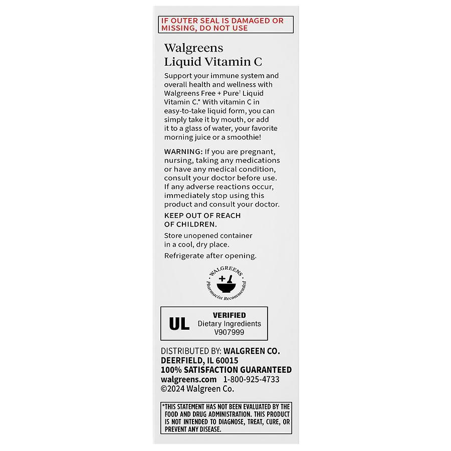 Walgreens Free & Pure Liquid Vitamin C Natural Orange
