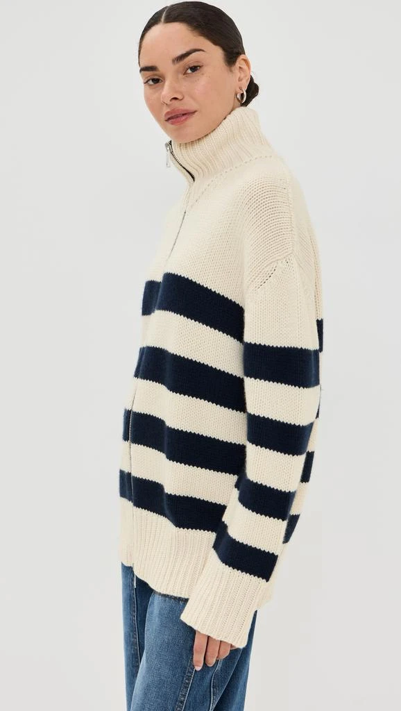 Brandon Maxwell Zip Front Striped Knit Cardigan 3