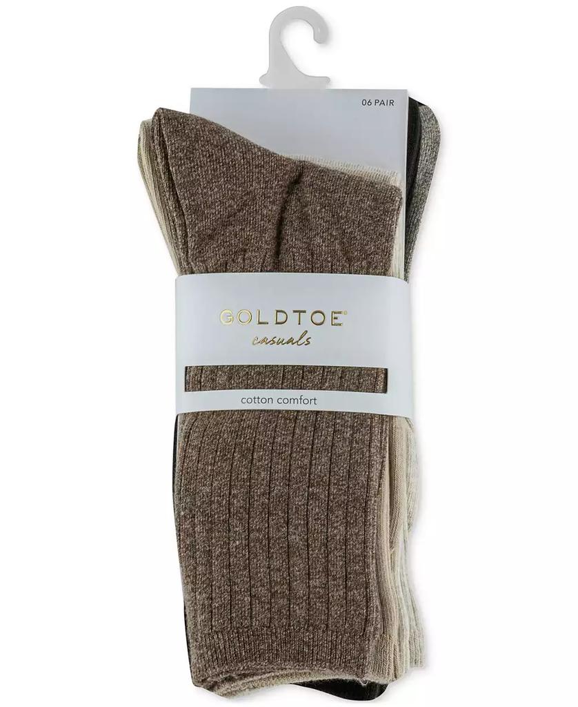 Gold Toe Women's 6-Pack Casual Ribbed Crew Socks