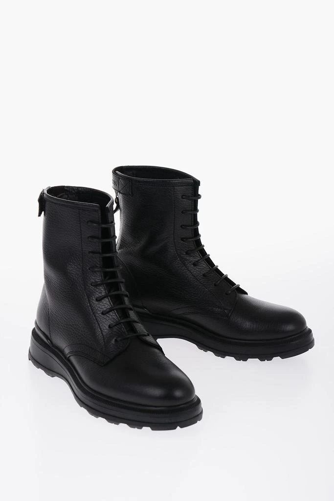 Woolrich Textured Leather Work Boot Combat Boots With Zip 1