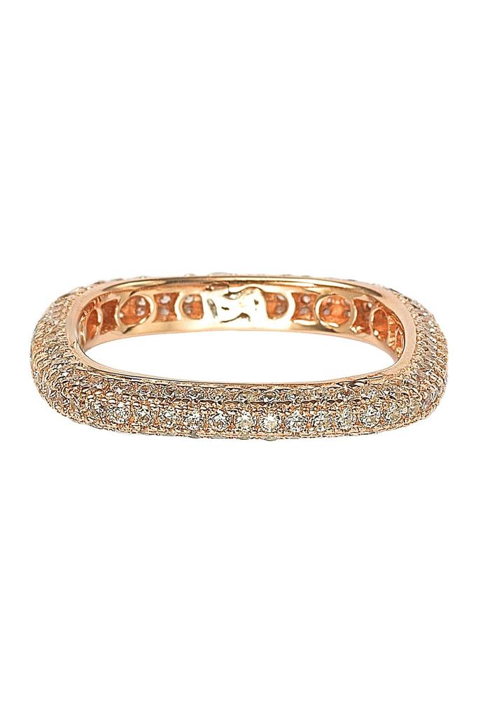 Suzy Levian 14K Rose Gold Plated Sterling Silver Square Stackable Eternity Band Ring