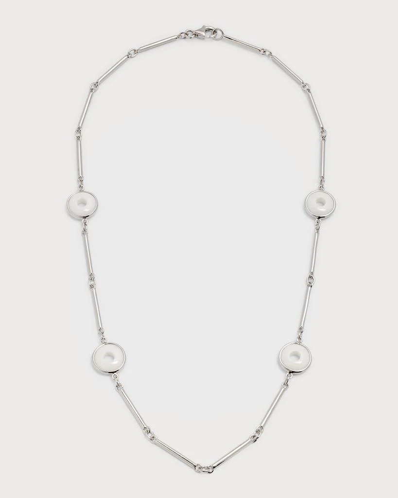 Sanalitro 18K White Gold Universe Necklace with White Agate Rounds