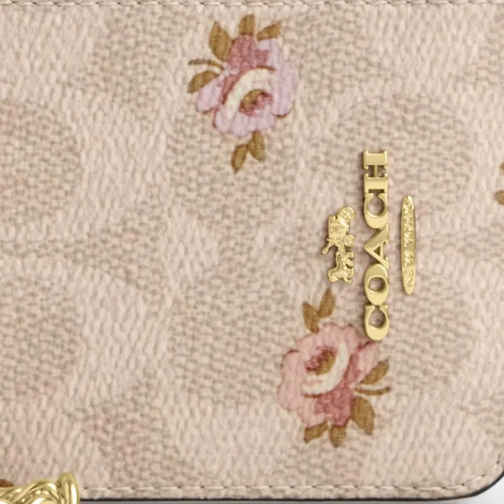 Coach Zip Card Case In Signature Canvas With Floral Print 3
