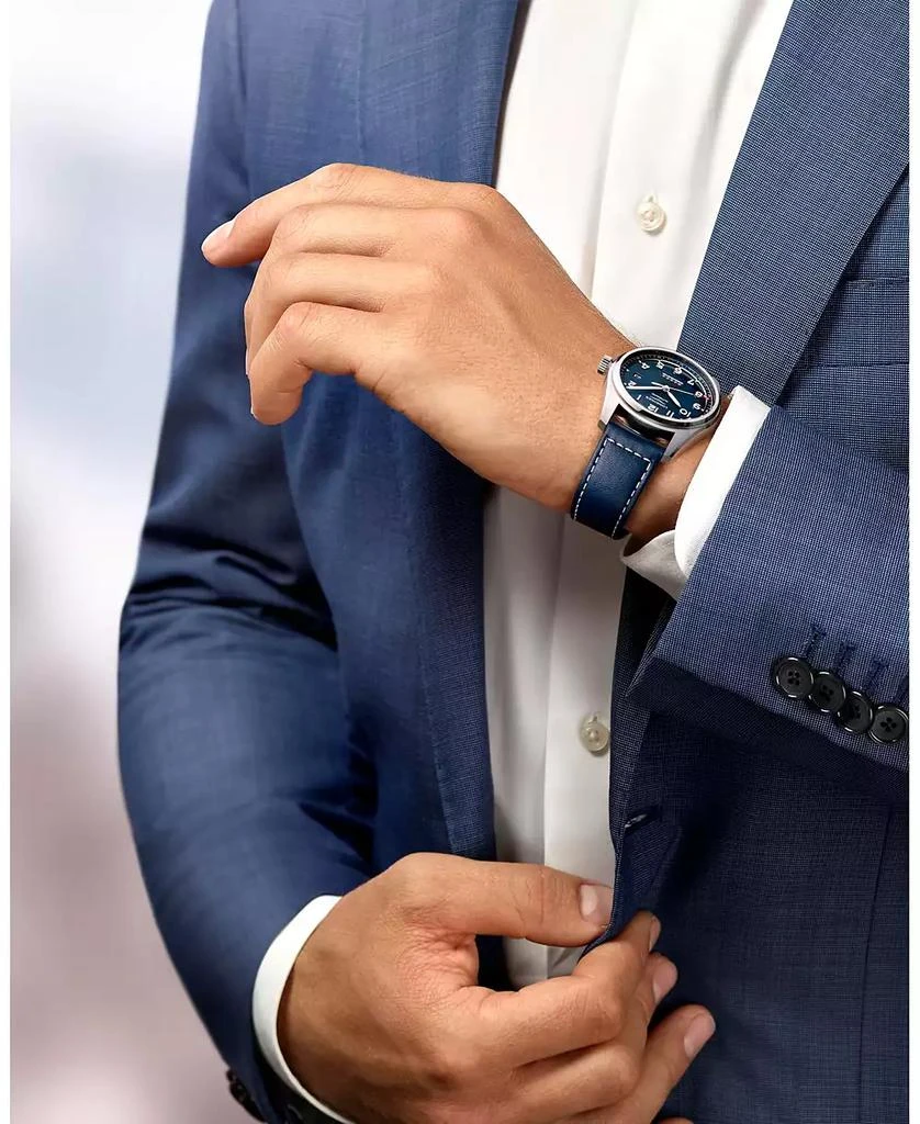 Longines Men's Automatic Spirit Stainless Steel Chronometer Blue Leather Strap Watch 40mm 4
