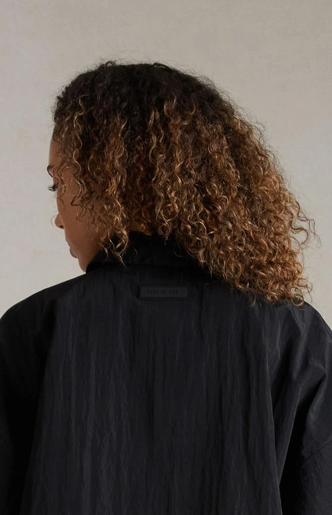 Essentials Women's Jet Black Crinkle Nylon Shell Bomber Jacket 5