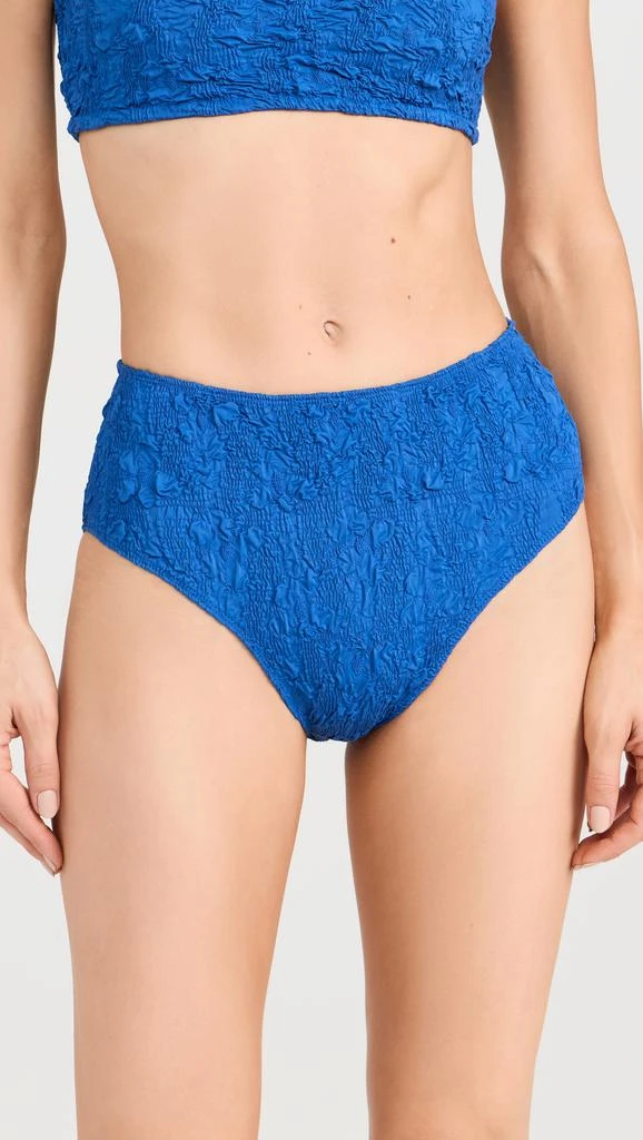 Sea Slone Solid Smocked High Waisted Bikini Bottoms 1