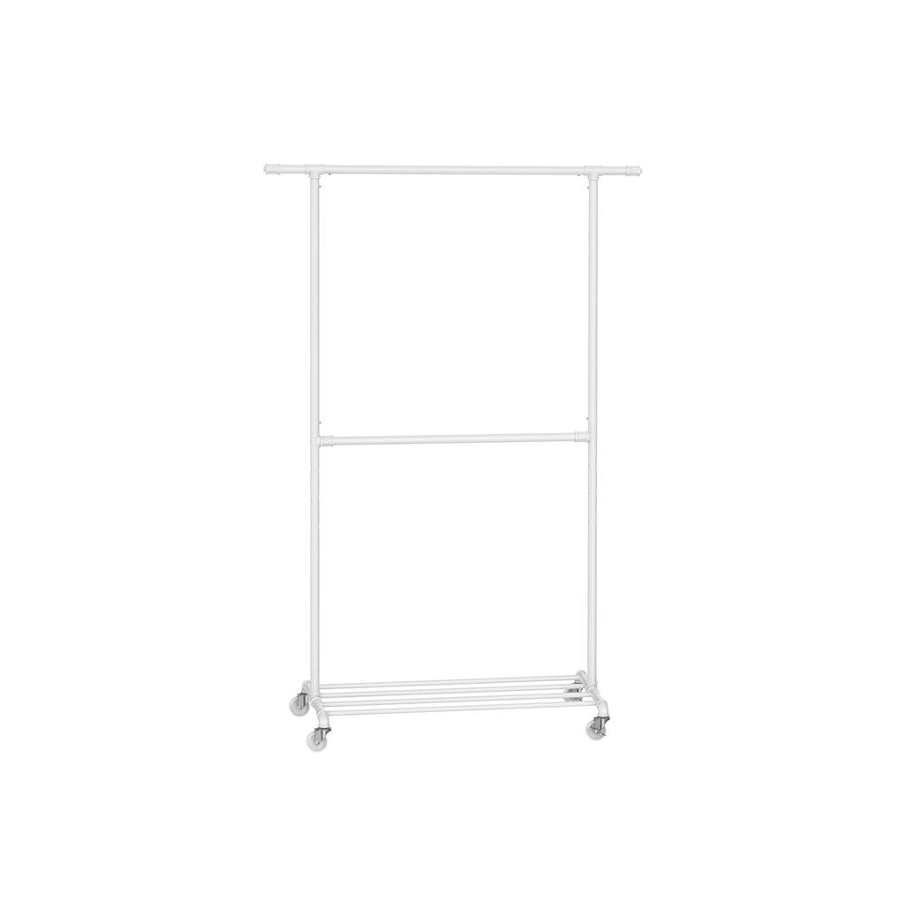 BreeBe industrial Double Rod Metal Clothing Rack for Hanging Clothes