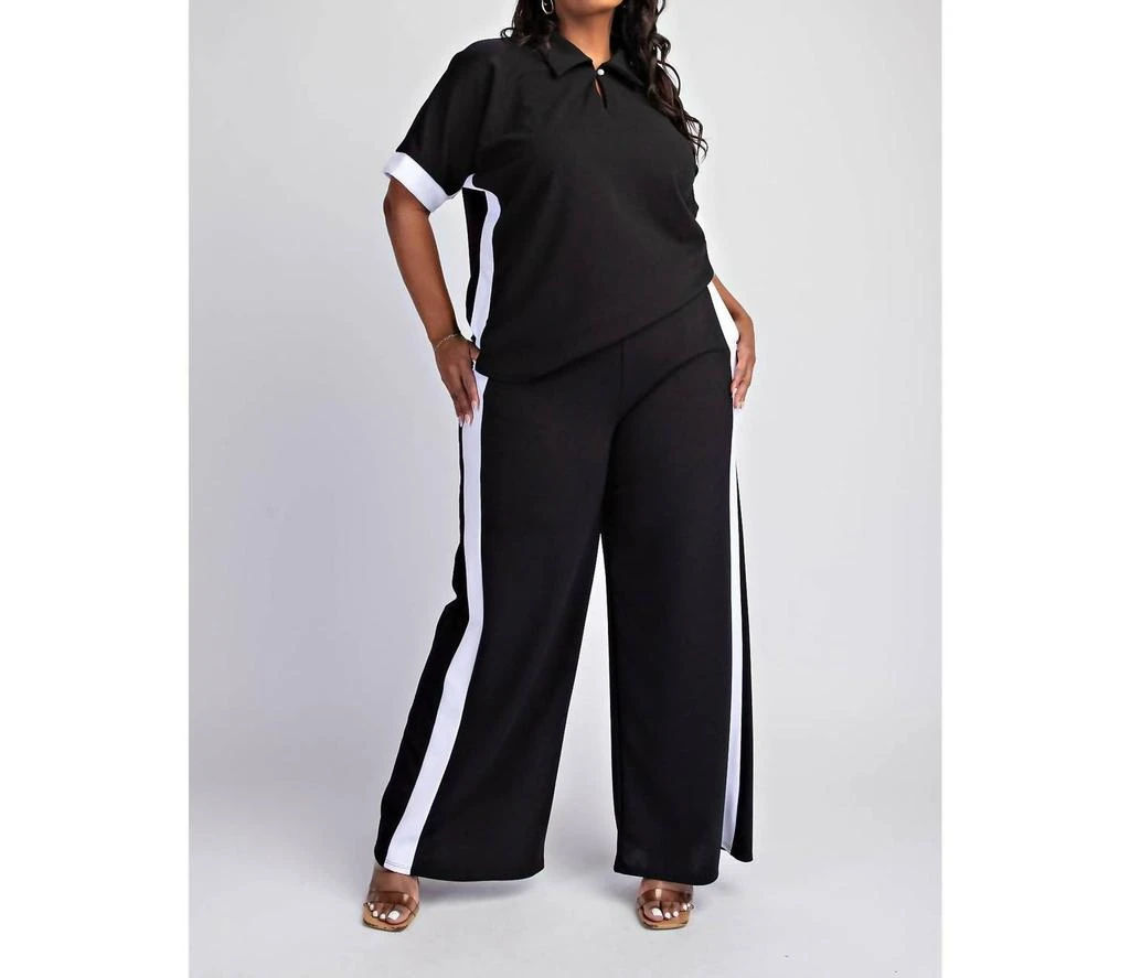 The Curve LA The Curve La - Side Striped Knit Pants With Pockets - Plus 5