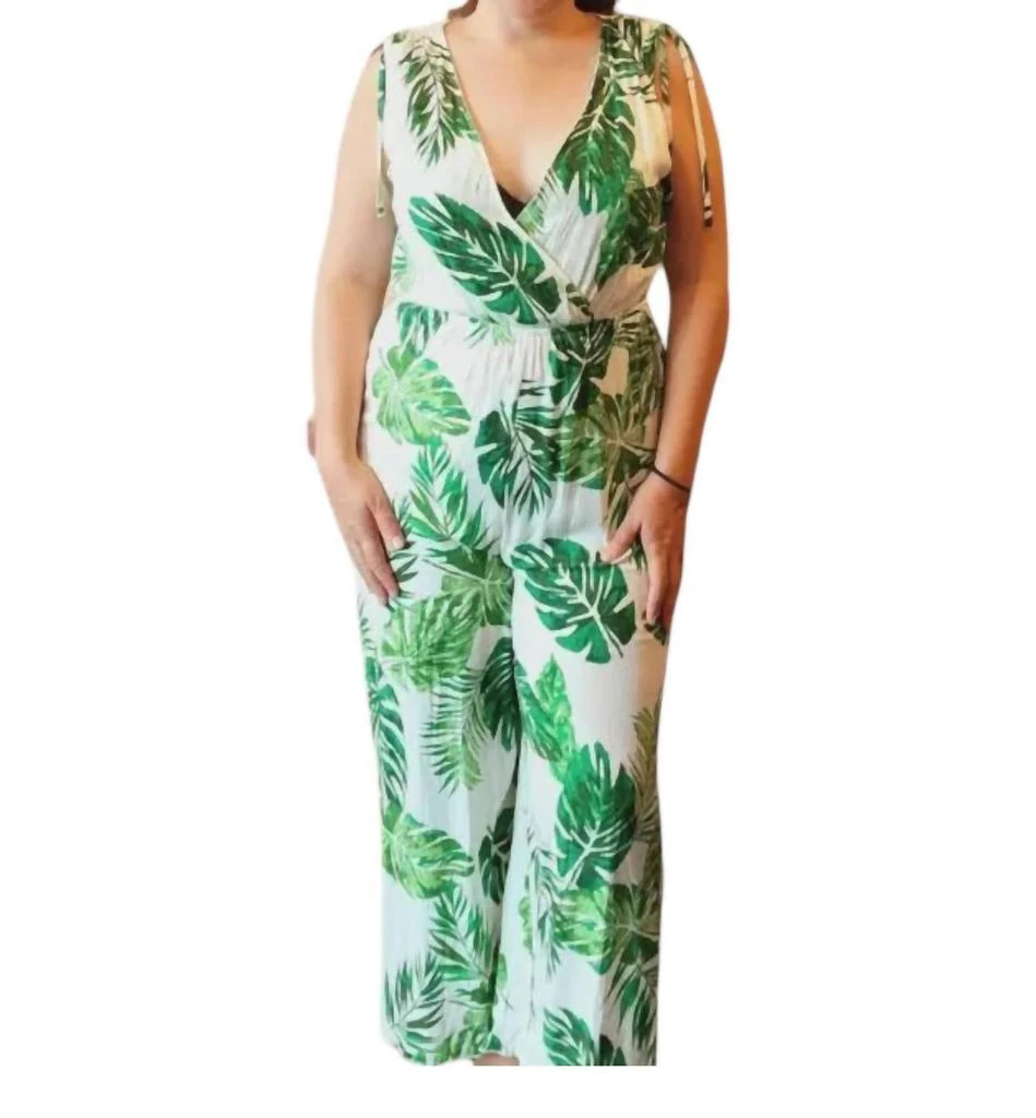 En Creme En Creme - Women's Tropical Leaf Print Jumpsuit 1