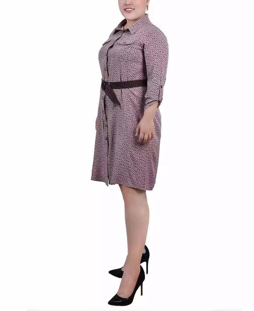 NY Collection Plus Size 3/4 Roll Tab Sleeve Shirtdress 3