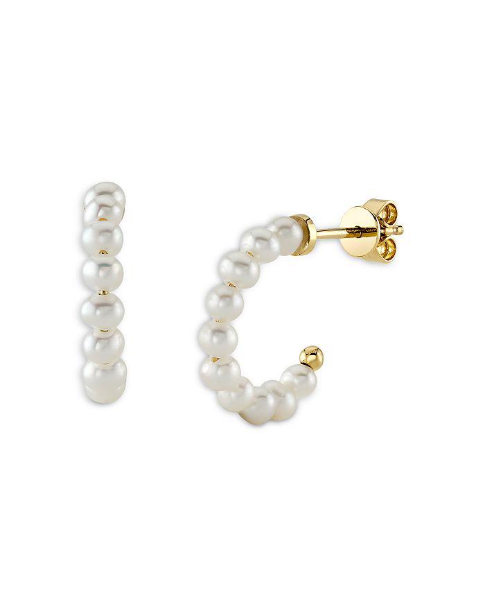 Moon & Meadow 14K Yellow Gold Pearl Huggie Earrings