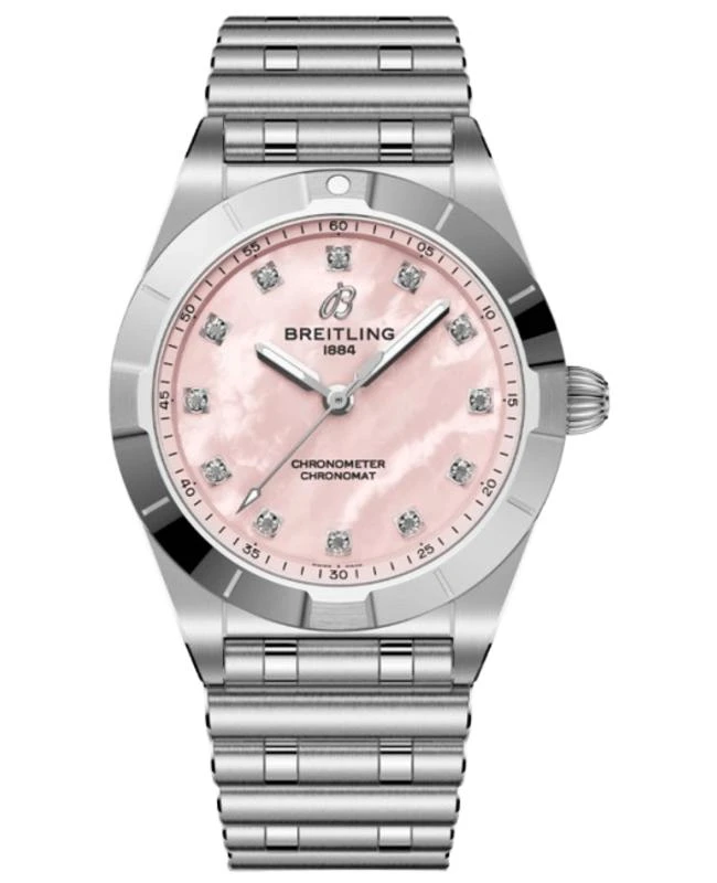 BREITLING Breitling Chronomat 28 Pink Mother of Pearl Diamond Dial Steel Women's Watch A72310101K1A1 1