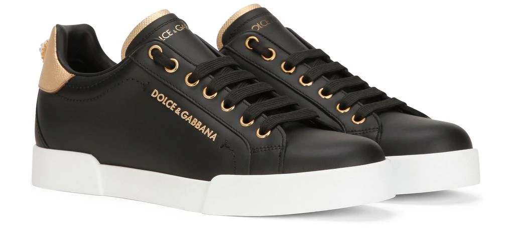 Dolce & Gabbana Portofino calfskin nappa sneakers with lettering 3