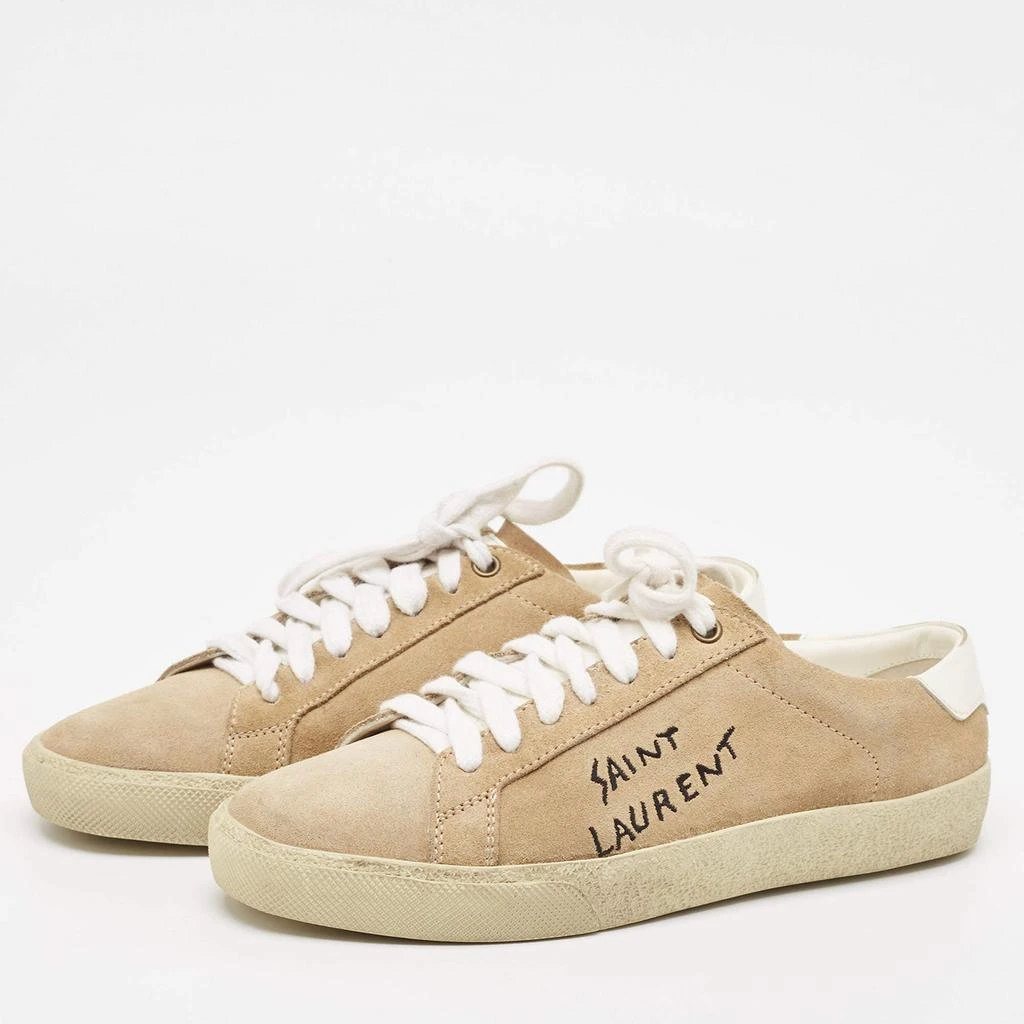 Yves Saint Laurent Saint Laurent Beige Suede Court Classic Lace Up Sneakers Size 37 2