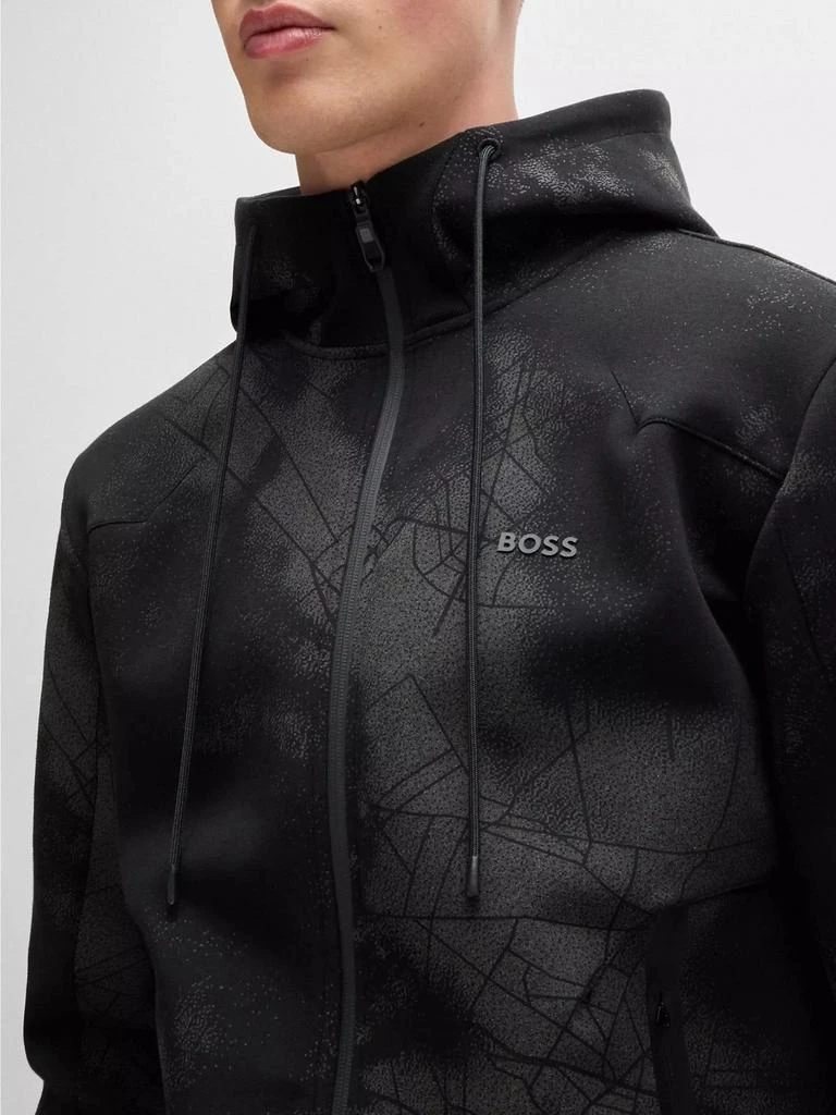 Hugo Boss Zip-Up Hoodie with Decorative Reflective Artwork 5