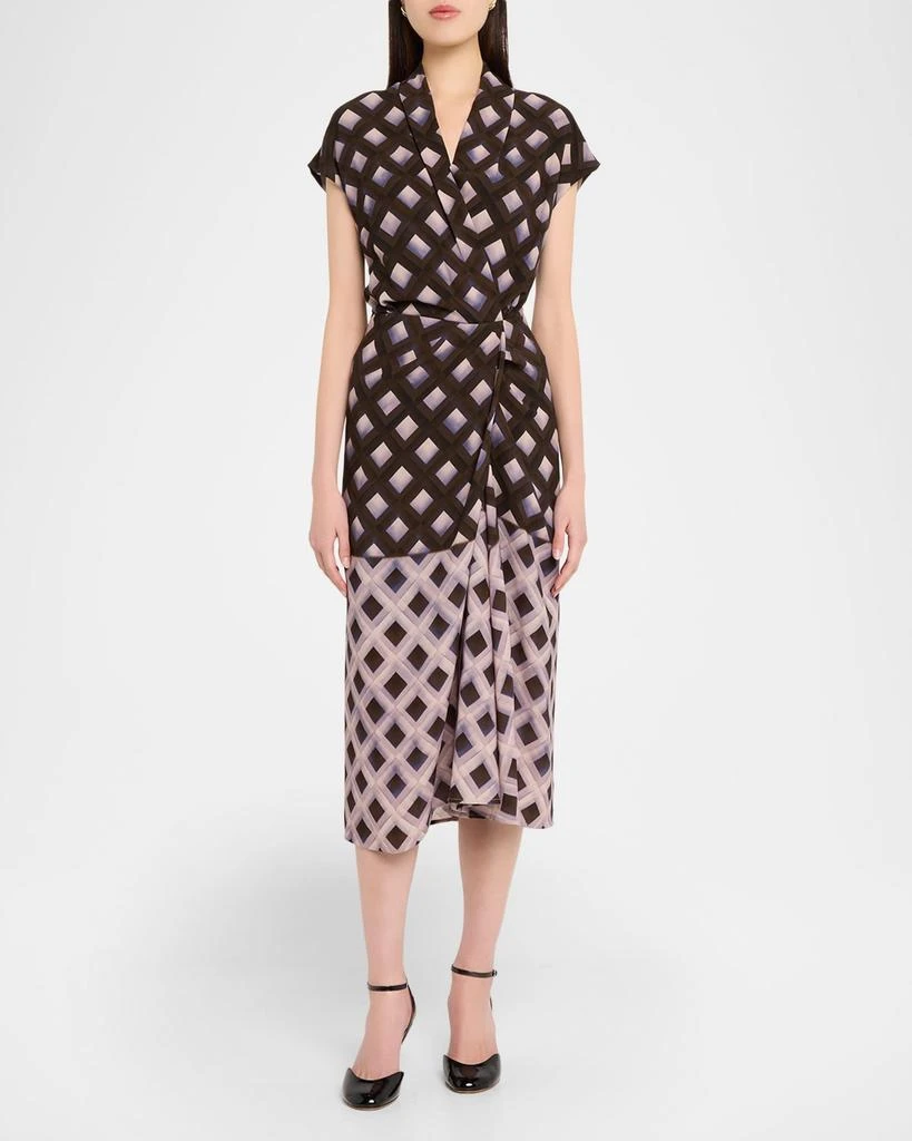 Dries Van Noten Dilian Abstract-Print Draped Midi Dress 2