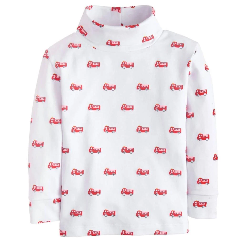 LITTLE ENGLISH Kid's Turtleneck Shirt In Fire Truck 1