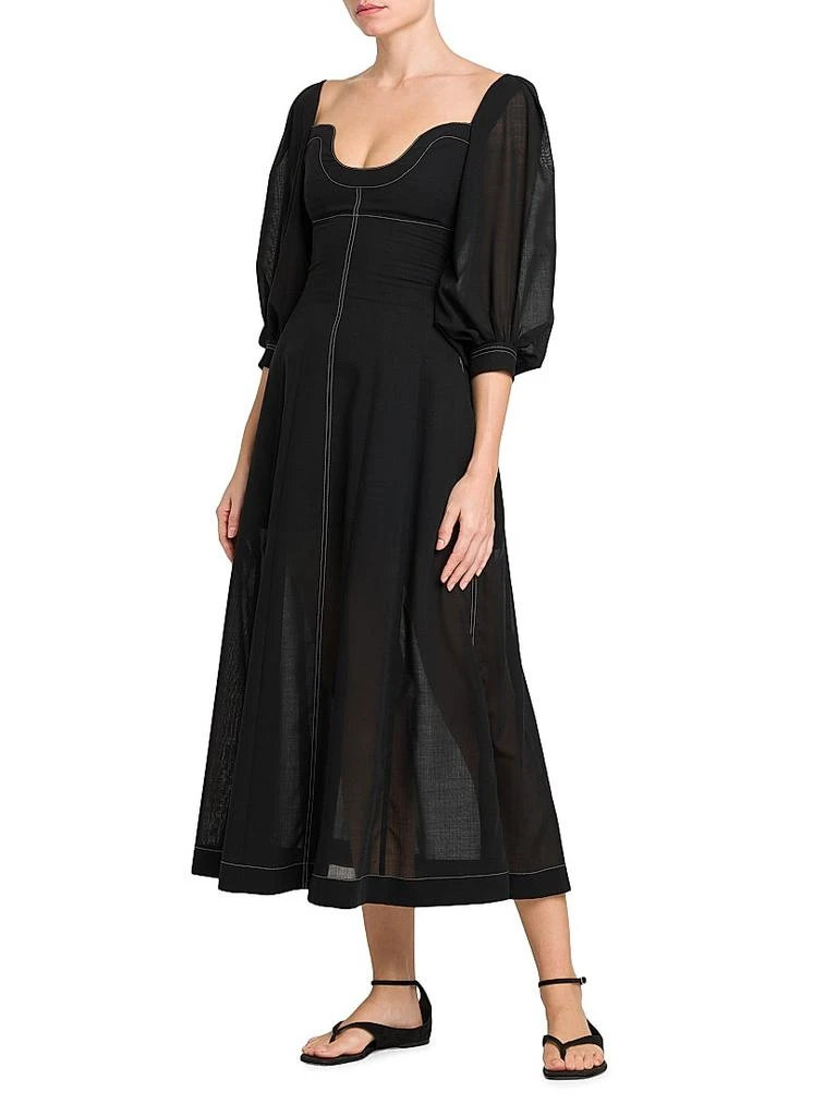 PHILOSOPHY di LORENZO SERAFINI Topstitched Puff-Sleeve Bustier Maxi Dress 4