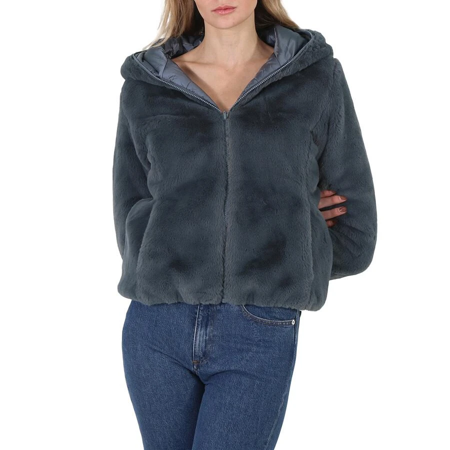 Save The Duck Open Box - Save The Duck Ash Blue Laila Faux Fur Reversible Hooded Jacket 1