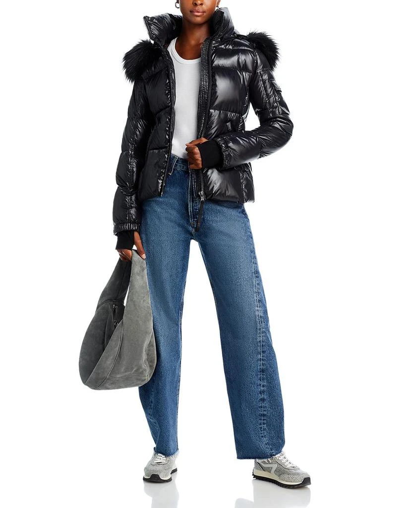 AQUA Faux Fur Trim Gloss Puffer Jacket - Exclusive 2