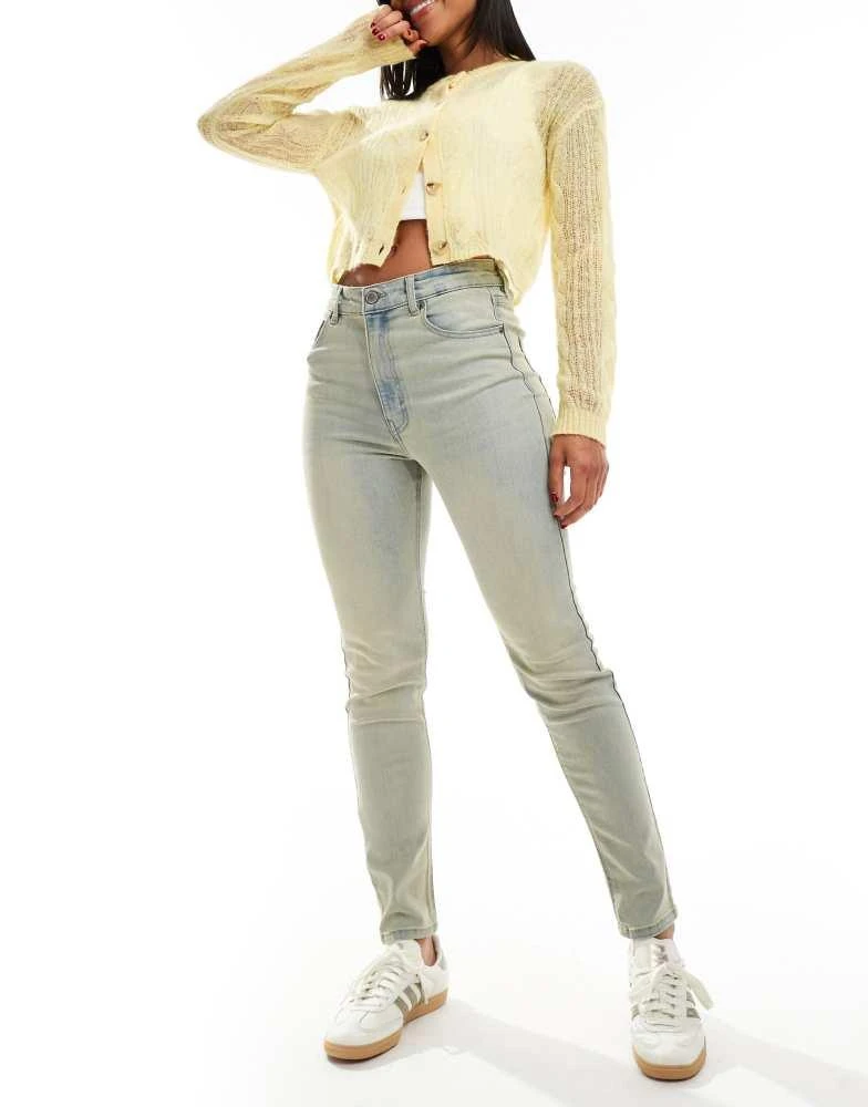 Pull&Bear Pull&Bear high rise skinny jeans in dirty blue 5