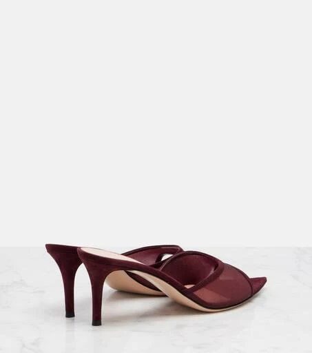 Gianvito Rossi Pointy 70 suede and organza mules 2