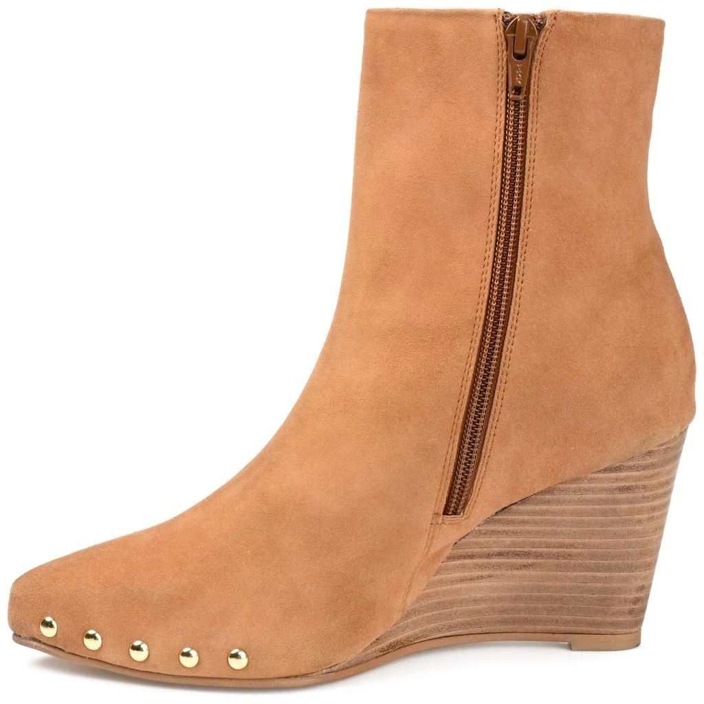 JOURNEE Womens Genuine Leather Reeya Almond Toe Wedge Ankle Booties 2