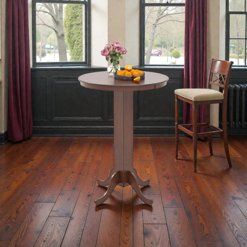 Hivvago Pedestal Base Round Dining Table in Wood Finish