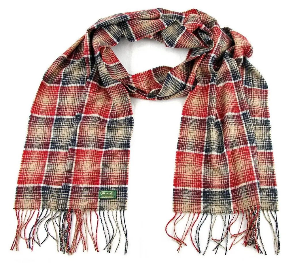Glencroft Glencroft - 100% Cashmere Plaid Red and Black Stole