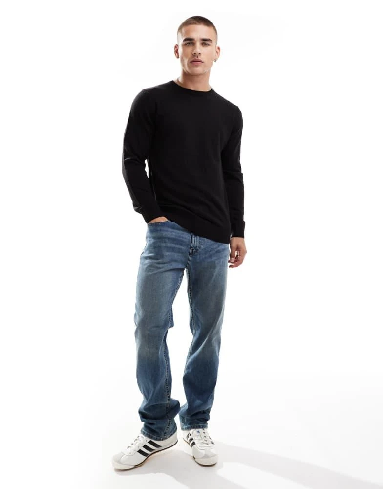 French Connection Mens French Connection soft touch crew neck jumper in black 2