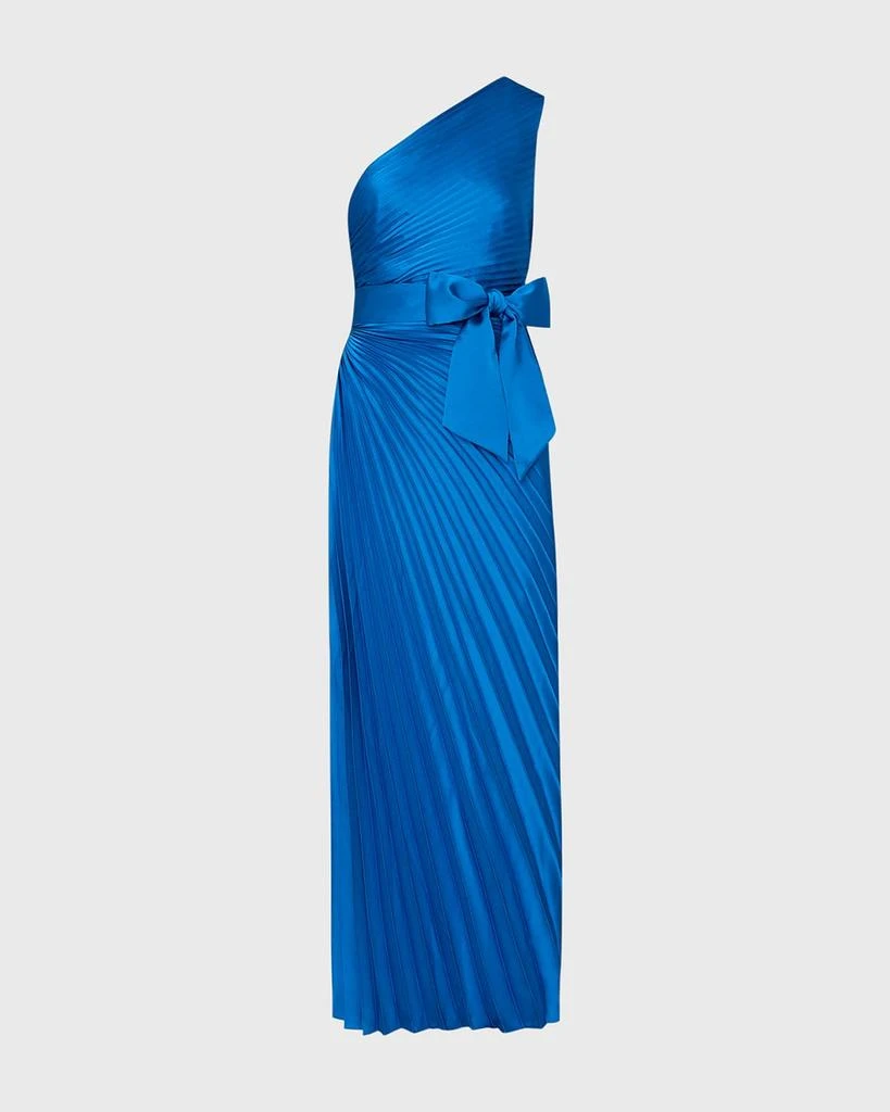 Milly Estelle Pleated One-Shoulder Satin Maxi Dress 1