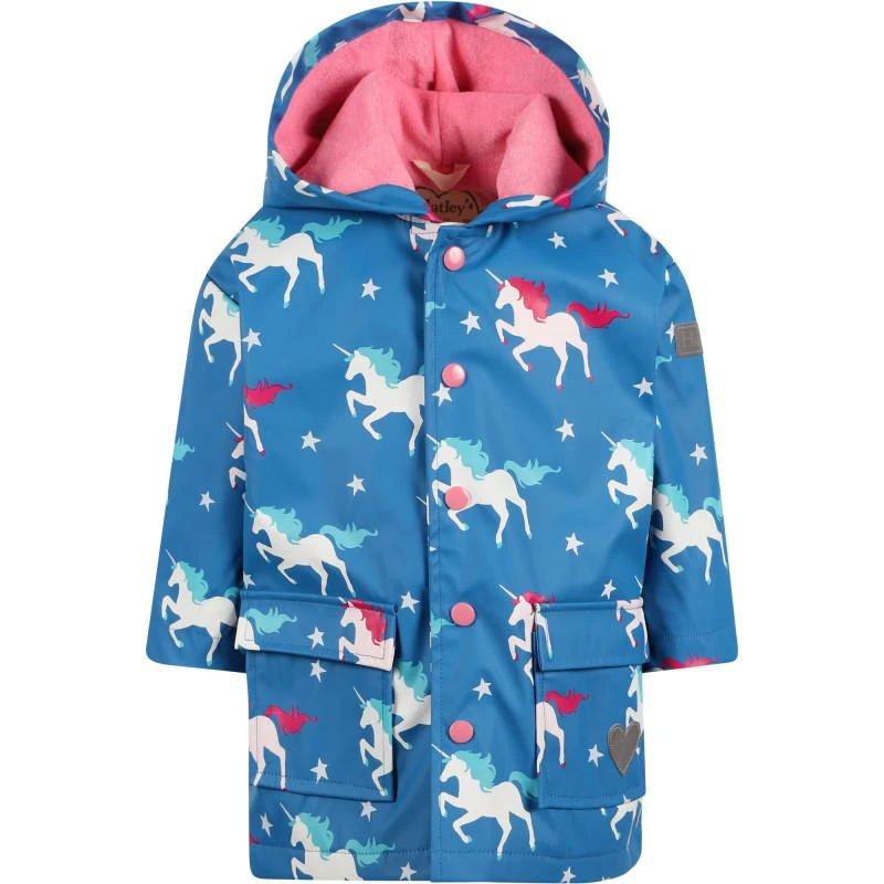 Hatley Unicorns print rain jacket in blue 1