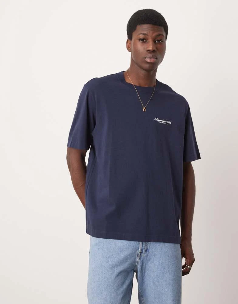 Abercrombie & Fitch Abercrombie & Fitch premium logo t-shirt in navy 1
