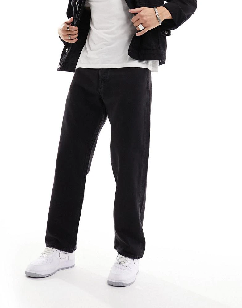 Jack & Jones Jack & Jones Alex baggy fit rigid jeans in black 1