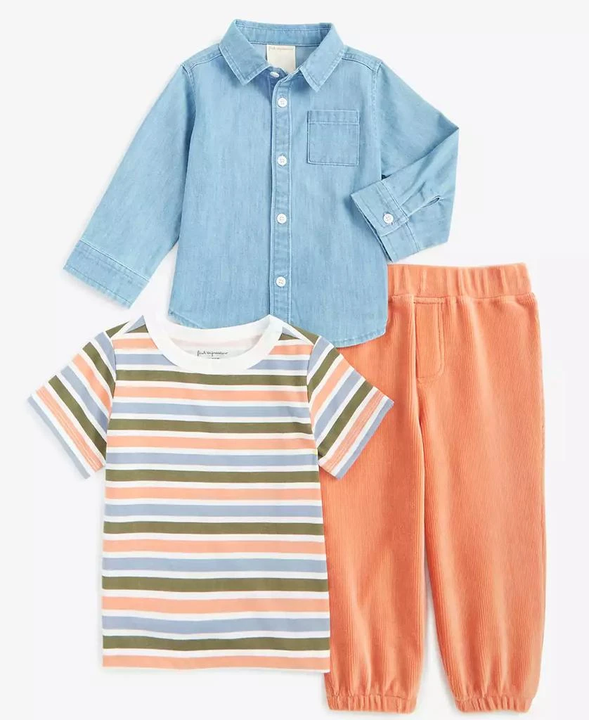 First Impressions First Impression Baby Boys Imagine Stripe Shirt, T-Shirt & Pants Set, Created for Macy's 1