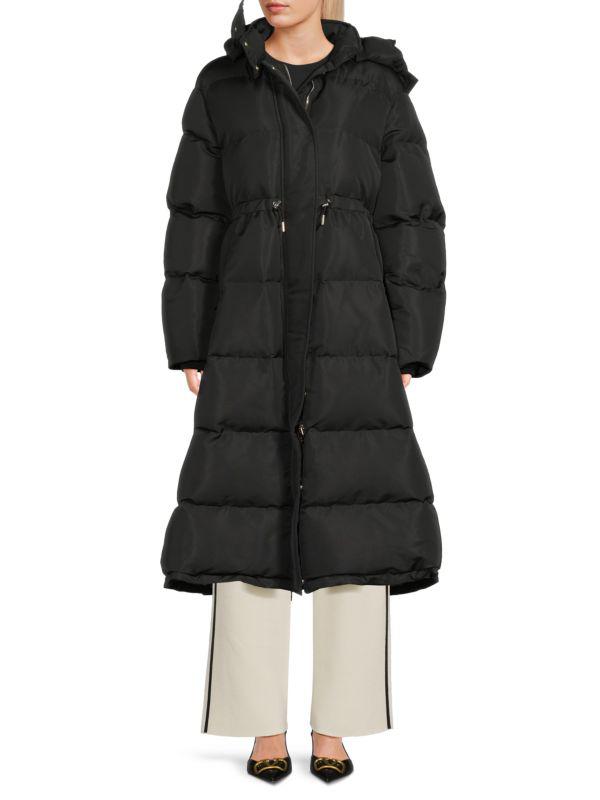 Alexander McQueen Hooded Longline Wool Blend Puffer Coat