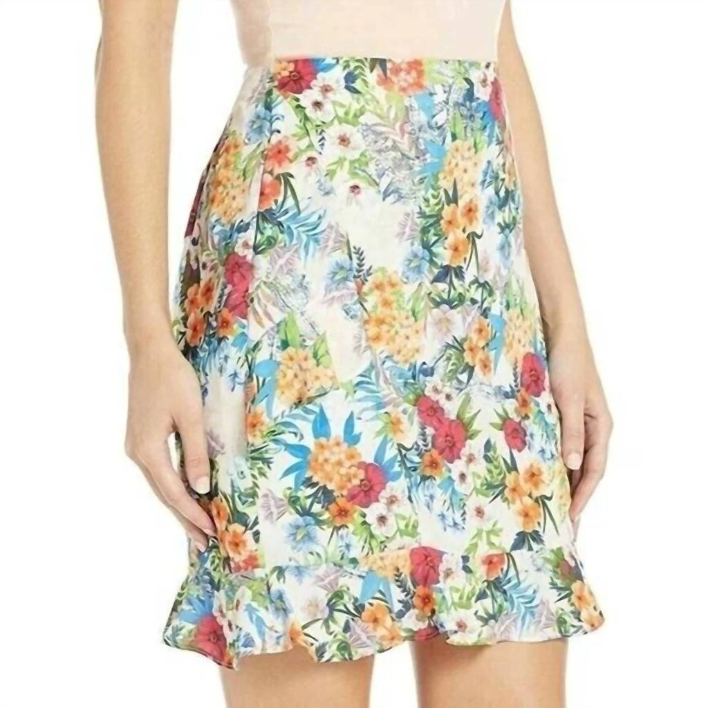 Nicole Miller Nicole Miller - Floral Print Casual Ruffles Mini Skirt 3