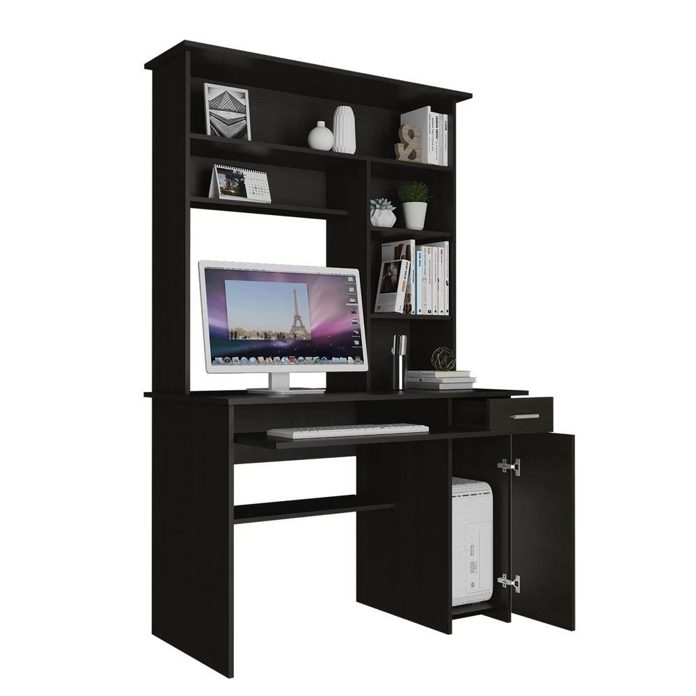 Depot E-Shop Xalo 180 Compu Hutch Desk In Black 3