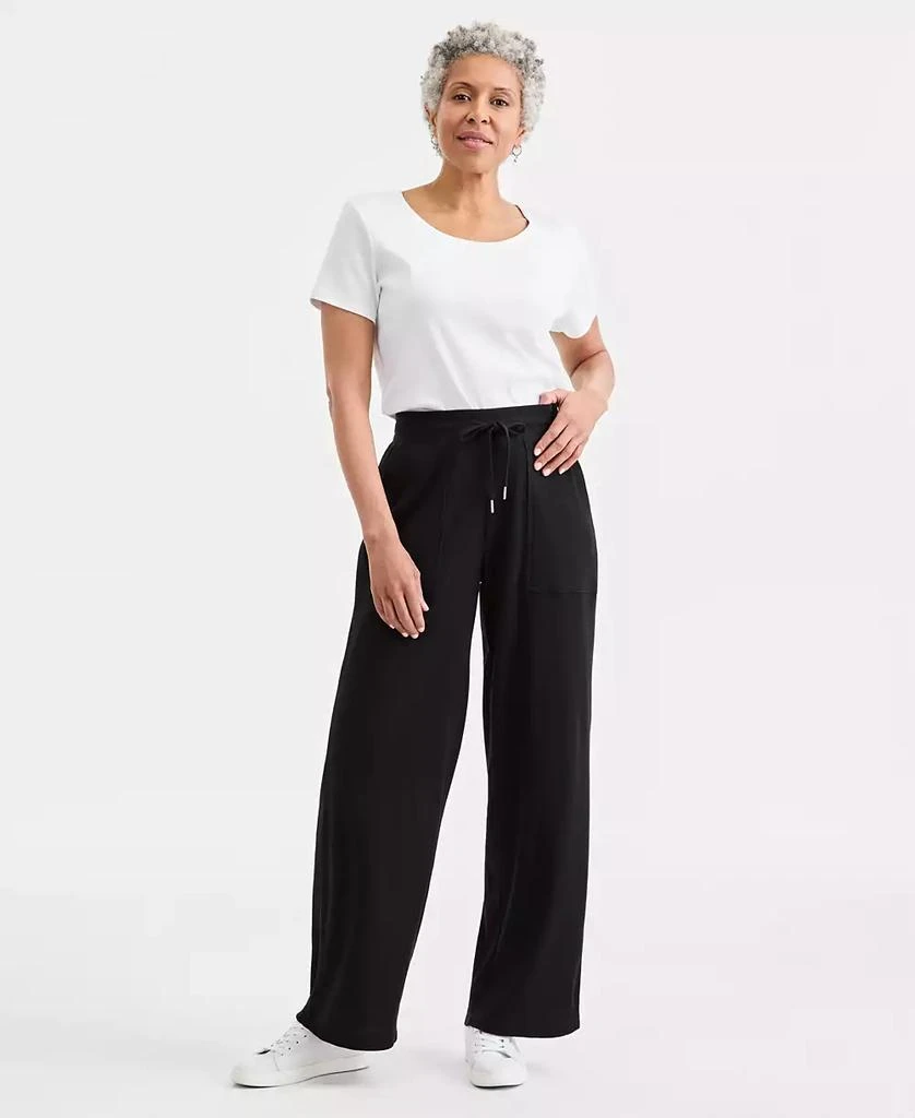 Style 
Co Women
s Waffle-Knit Wide-Leg Pull-On Pants, Macy
s Exclusive